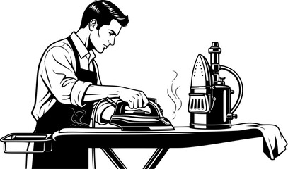 Fototapeta premium Professional Tailor Iron Pressing Board Silhouette 