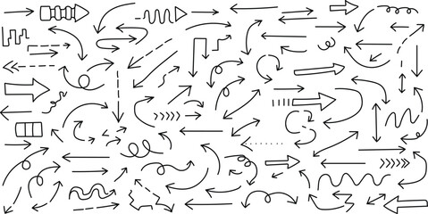 Collection of various arrows and pointers in different styles and directions © jisan