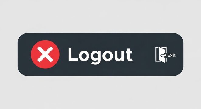 Logout Button with Exit Icon and Red Cross Symbol