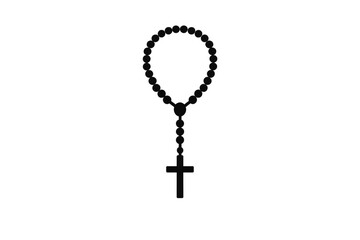 Rosary beads with cross symbol representing catholic prayer, spirituality, faith, and devotion on transparent background