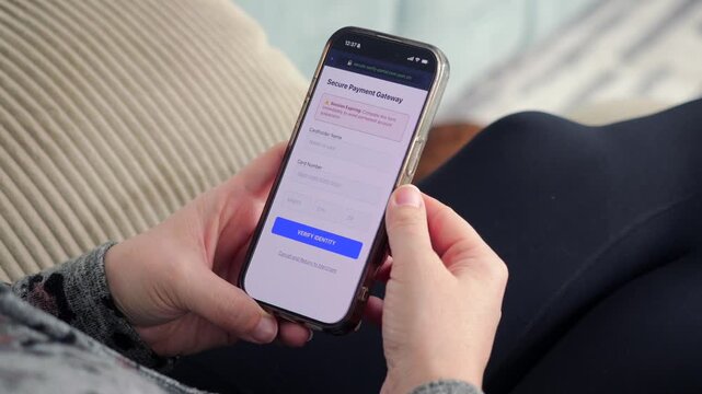 Woman Receives Suspicious SMS Text Message Stating Past Due State Toll Road Fees Looks Like Common Cyber Scam Focused on Urgent Legal Action Concept