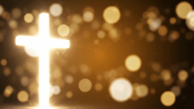 Powerful Glowing Cross with Bokeh Lights - A Beautiful Symbol for Ash Wednesday and Christian Faith