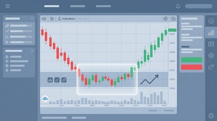 Financial Trading Chart with Candlestick Indicators and Graph