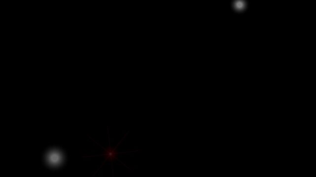 Digital glitch light leaks. Red and blue signal noise overlay. Abstract tech data blips on black background.