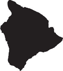 Map of The Big Island of Hawaii Isolated Silhouette Vector