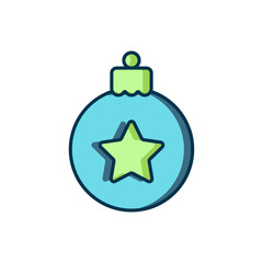 Fototapeta premium Filled outline Christmas ball icon isolated on white background. Merry Christmas and Happy New Year. Flat filled outline style with shadow. Vector