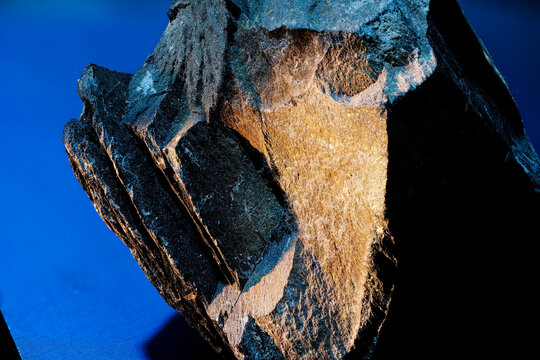Microscopic Detail of Foliated Mica Schist Metamorphic Rock Text