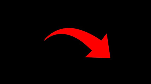 Artistic red brush stroke arrow pointing left, minimalist black arrow, and solid red curved arrow pointing right, versatile directional icons for video
