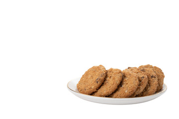 oatmeal cookies in transparent background