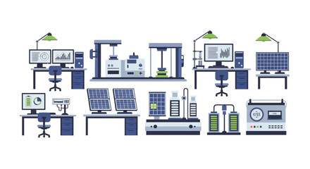 Obraz premium Laboratory equipment and computer workstations for scientific research and experimentation.