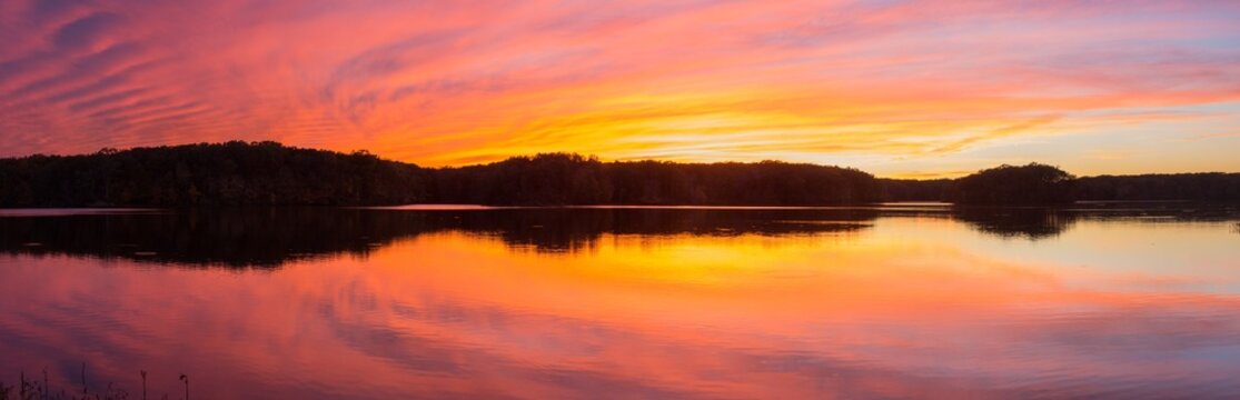 63893-02712 Sunset over lake at Stephen A. Forbes State Park,  Marion County, IL