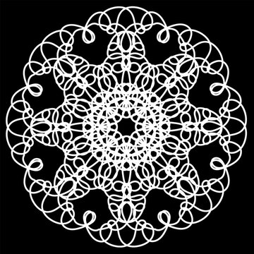 White round lace napkin on a black background