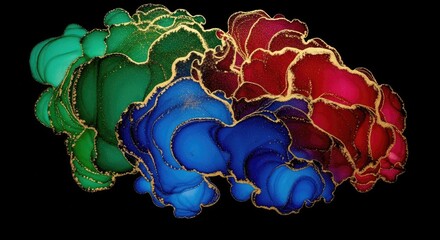 Luxurious Emerald and Burgundy Alcohol Ink Texture