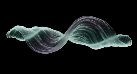 Translucent Pale Green Silk Ribbon Wave