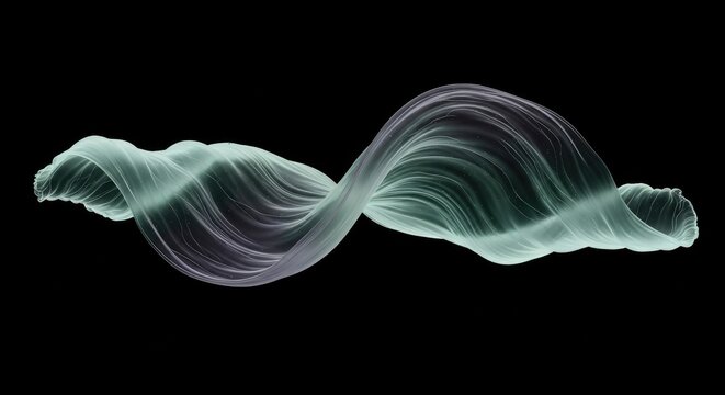 Translucent Pale Green Silk Ribbon Wave