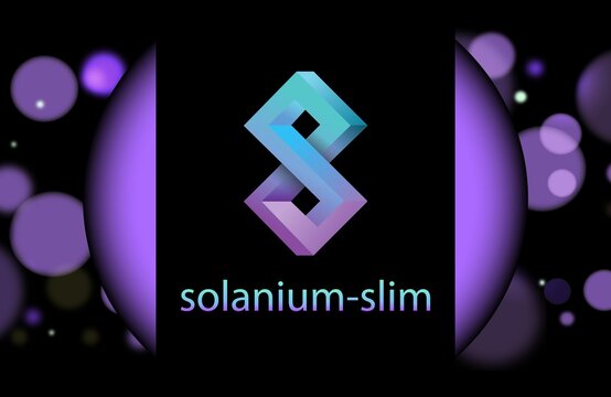 Images of cryptocurrency logos on digital background. solanium-slim coin. 3d illustrations.