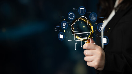 A cloud storage and data synchronization service ecosystem. A concept of cloud computing for file...