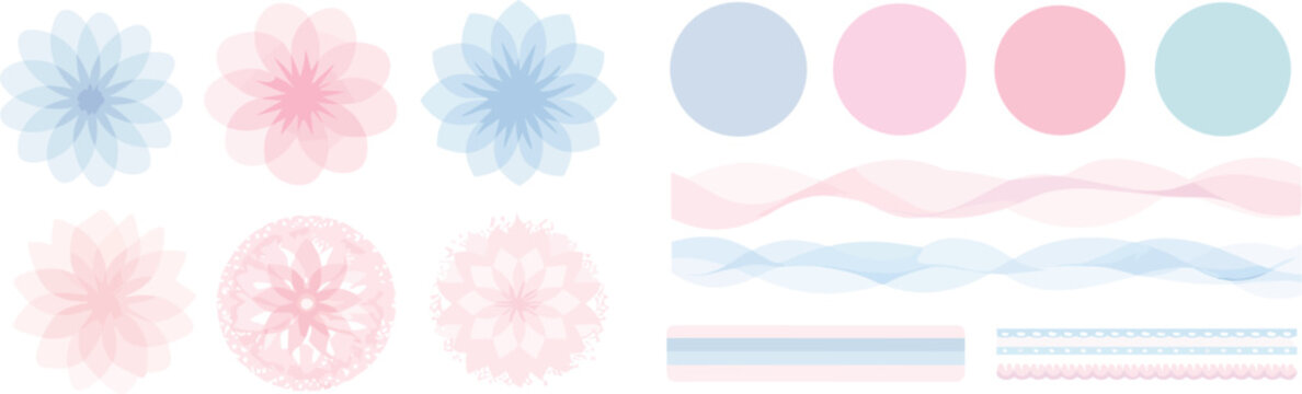 Geometric Guilloche Watermark Elements Collection for Certificates, Passports and Bank Design