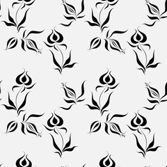 Fototapeta premium seamless botanical pattern of painted oriental motifs 