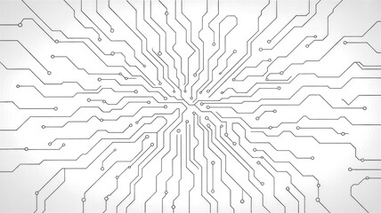 Digital circuit board background showcasing white electronic patterns. Vector tech design with semiconductor lines, motherboard elements, and modern circuitry composition. Digital vector illustration 