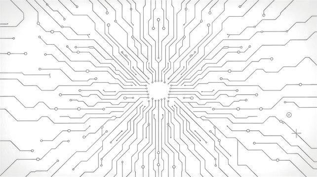 Digital circuit board background showcasing white electronic patterns. Vector tech design with semiconductor lines, motherboard elements, and modern circuitry composition. Digital vector illustration 