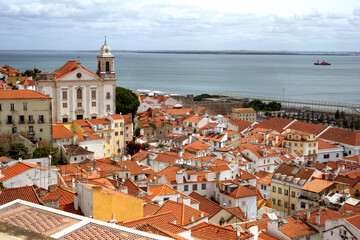 Fototapeta premium Lisbon Rooftops Viewed From Miradouro de Santa Luzia, Alfama