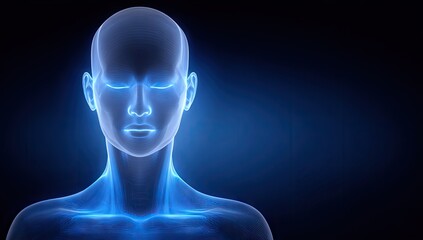 Fototapeta premium Abstract illustration of a luminous human figure on a dark background