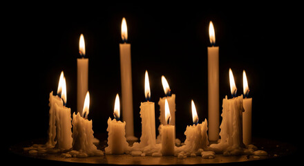 Burning candles on a black background