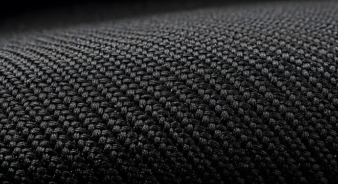 Deep Black Woven Texture Seamless Background | Macro Detail of Durable Synthetic Fiber and Technical Textile Weave Pattern