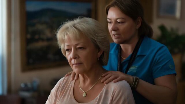 In senior care settings, a trusted caregiver provides essential medical support, addressing both physical needs and emotional comfort. cinematic color correction, natural uneven lighting yet gentle