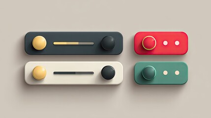 Fototapeta premium Minimalist colorful button set design for digital interface concepts