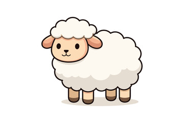 Obraz premium Cute cartoon sheep illustration with fluffy wool and sweet expression