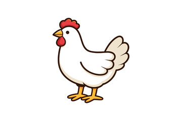 Fototapeta premium Cartoon style white chicken illustration with red comb