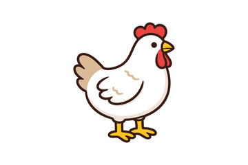 Fototapeta premium Cute cartoon chicken illustration with red comb and yellow feet