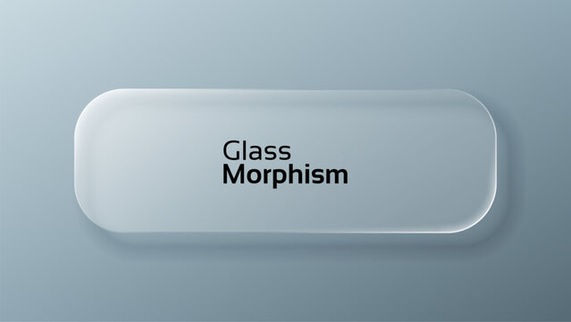 Liquid glass morphism vector design with rounded rectangle text box. Modern blurred UI element for abstract background presentation.