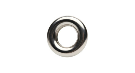 Shiny Steel Ring: A close-up view presents a highly polished, circular steel ring, exhibiting a sleek, reflective surface that captures and distorts light.
