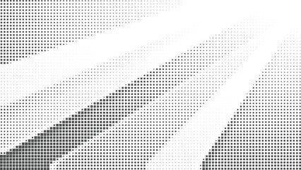 Fototapeta premium Abstract black square halftone diagonal shape background with smooth dotted gradient, modern geometric texture for technology design, posters, banners and digital layouts