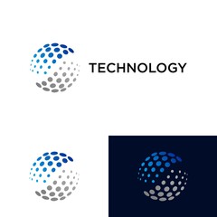 Collection of technology connection logo design modern with abstract dot, Blockchain, molecule and system graphic design vector illustration. Symbol, icon, creative.