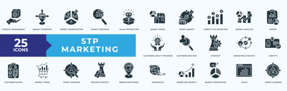 STP Marketing  Icon Set Illustration Vector Glyph Style