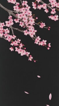 桜　夜桜　花びら　生成AI