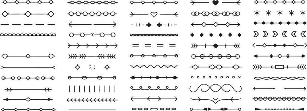 divider ornamental line set geometric floral hearts infinity motifs