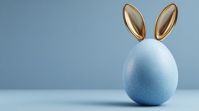 Easter blue egg with hold bunny ears	
