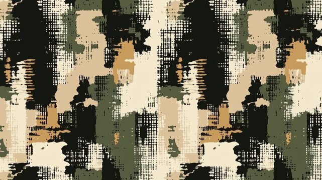 Seamless loop of animated military camouflage textures in various styles.