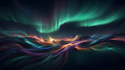 Fototapeta premium Abstract Aurora Borealis Digital Painting
