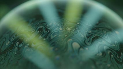 Iridescent Soap Bubble Film Macro Green