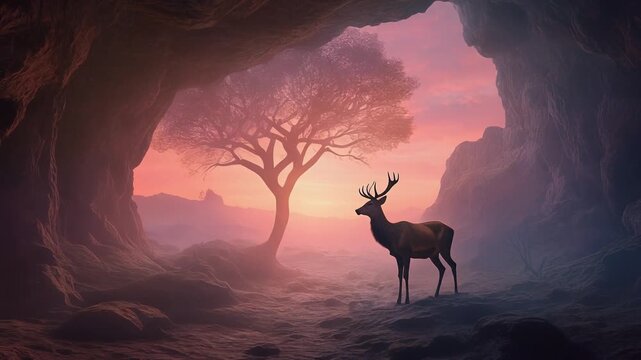 deer in the sunset