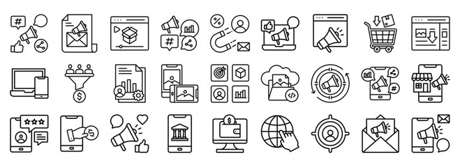 Digital Marketing icon collection. Containing design business, technology, strategy, marketing, digital	