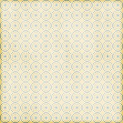 Fototapeta premium Geometric circular floral seamless pattern in blue and beige tones. Retro decorative background ideal for wallpapers, fabrics, packaging, and mid-century designs.