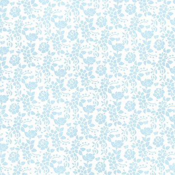 Light blue floral silhouette seamless pattern with soft textured finish. Fresh and calming background perfect for wallpapers, fabrics, baby products, and home decor.