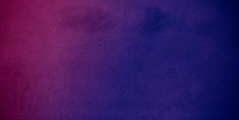 Deep Purple and Blue Gradient Texture .Cement wall with neon light on dark background . Rocks stone...
